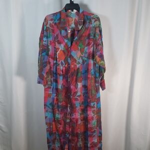 Models Coat Multicolor Floral Plaid Button-Front Dress - SZ 14